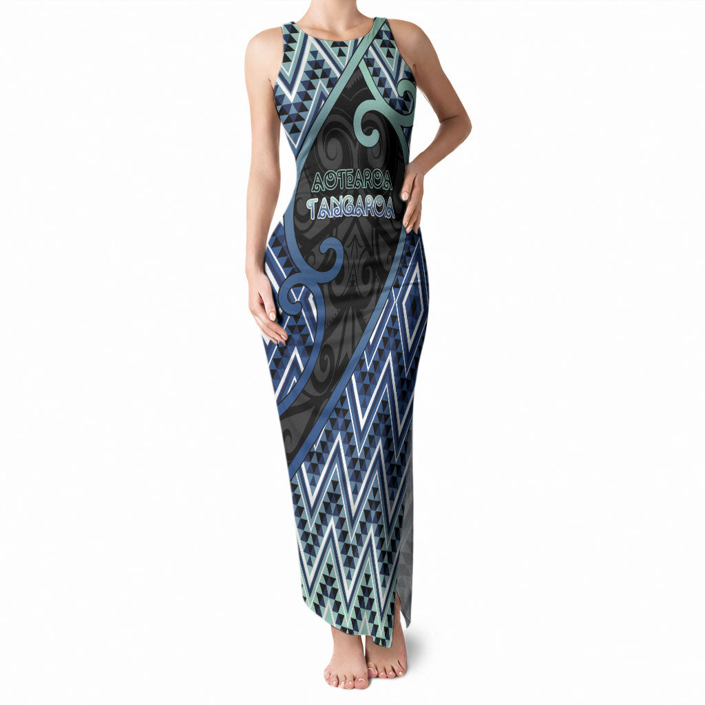 Custom Aotearoa Atua Tangaroa Tank Maxi Dress God Of Ocean Koru Patterns