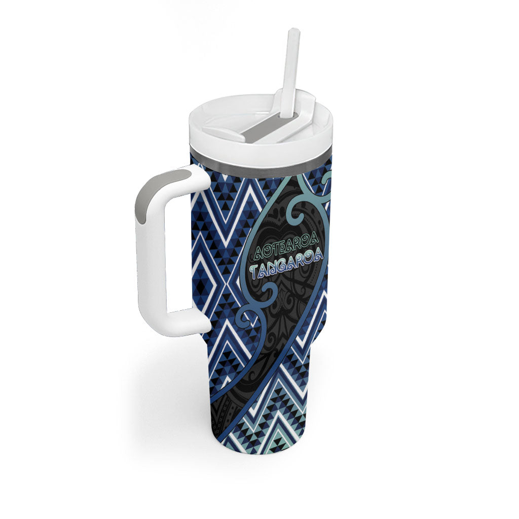 Custom Aotearoa Atua Tangaroa Tumbler With Handle God Of Ocean Koru Patterns