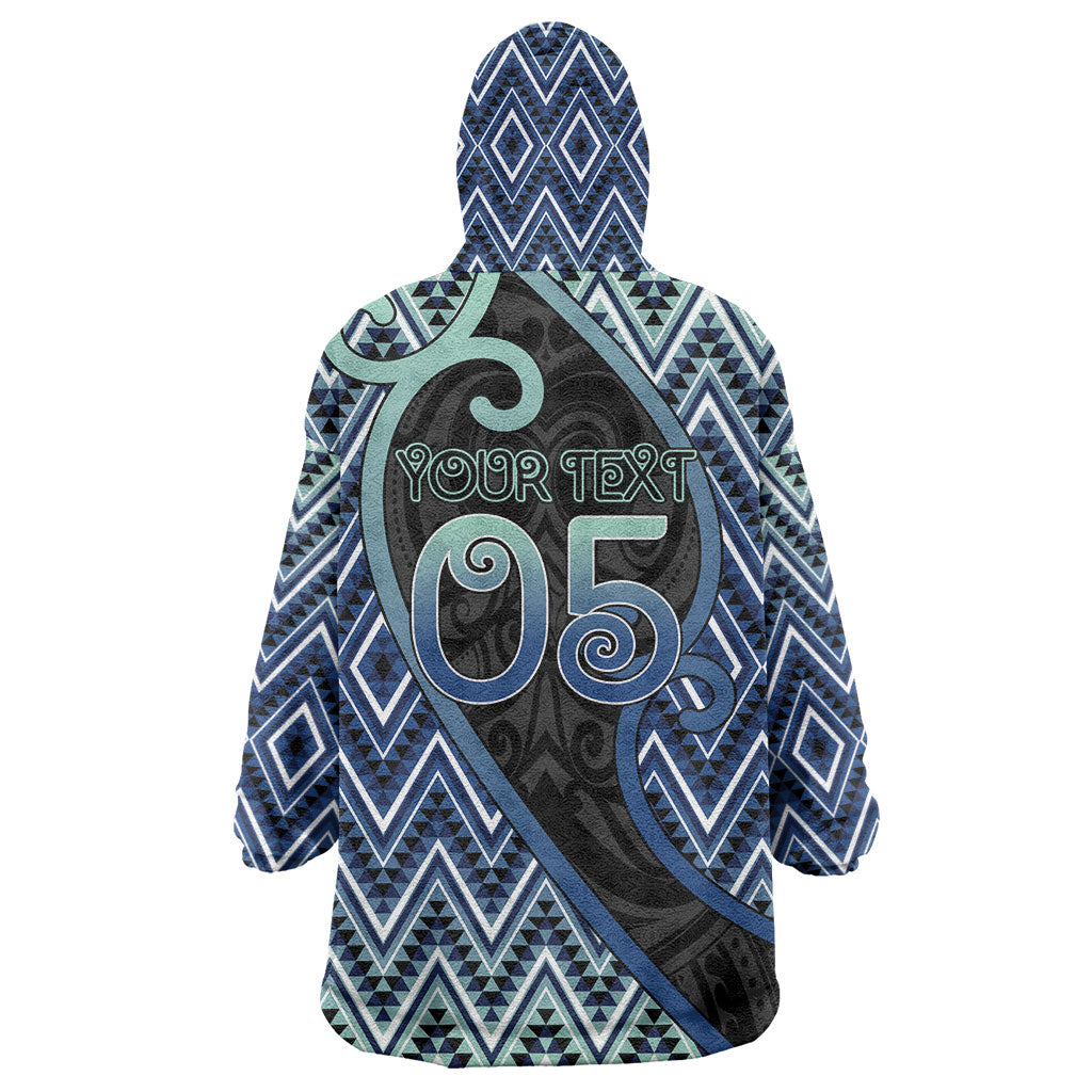 Custom Aotearoa Atua Tangaroa Wearable Blanket Hoodie God Of Ocean Koru Patterns
