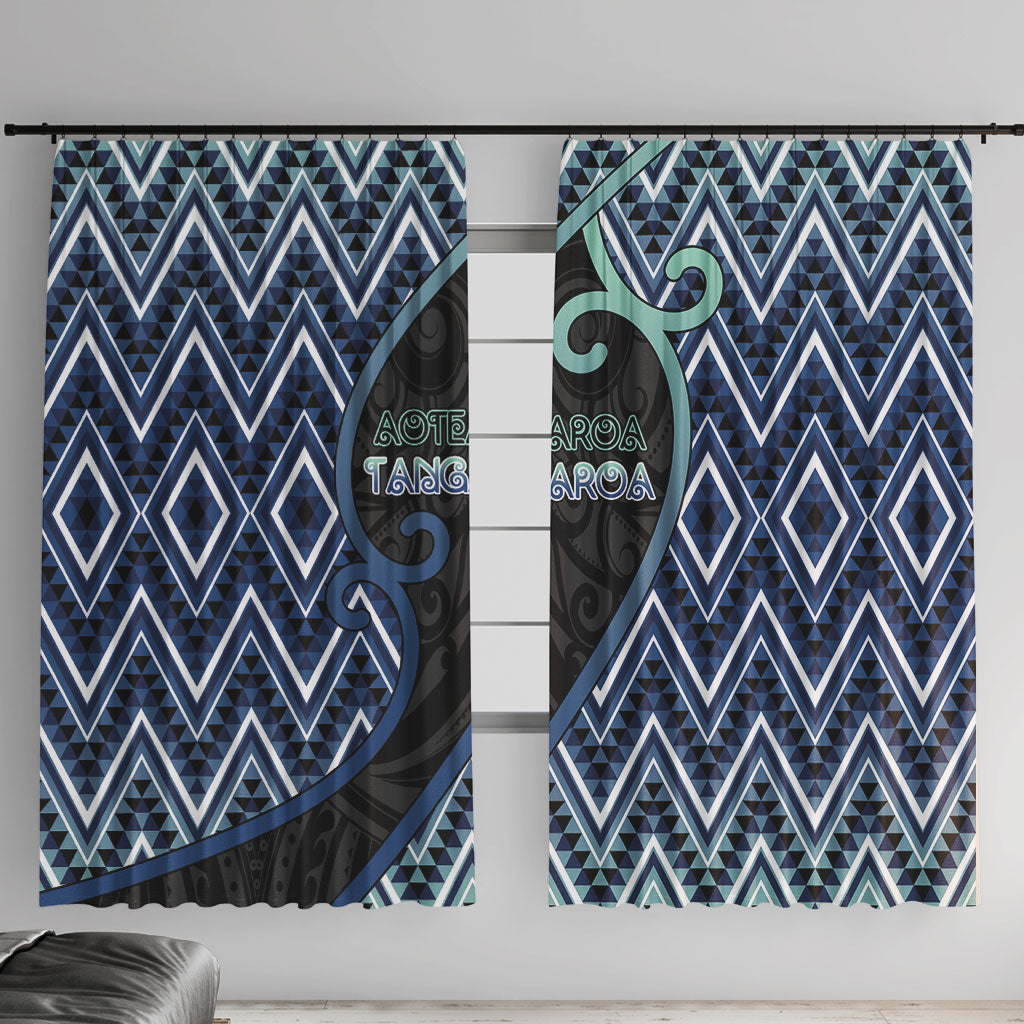 Aotearoa Atua Tangaroa Window Curtain God Of Ocean Koru Patterns