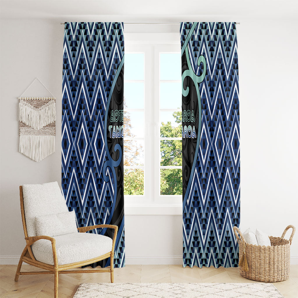 Aotearoa Atua Tangaroa Window Curtain God Of Ocean Koru Patterns