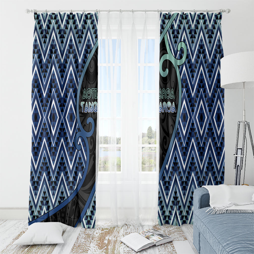 Aotearoa Atua Tangaroa Window Curtain God Of Ocean Koru Patterns