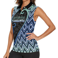 Custom Aotearoa Atua Tangaroa Women Sleeveless Polo Shirt God Of Ocean Koru Patterns