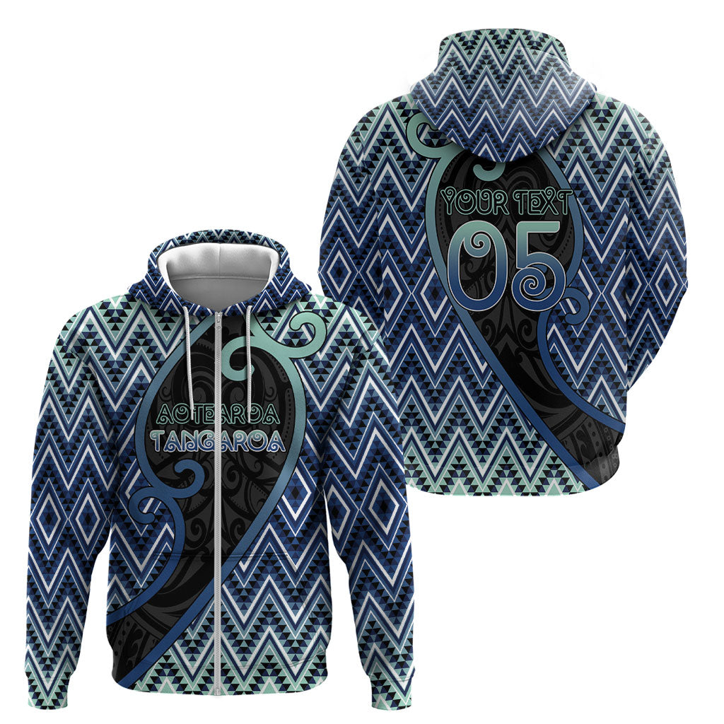 Custom Aotearoa Atua Tangaroa Zip Hoodie God Of Ocean Koru Patterns