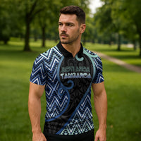 Custom Aotearoa Atua Tangaroa Zipper Polo Shirt God Of Ocean Koru Patterns