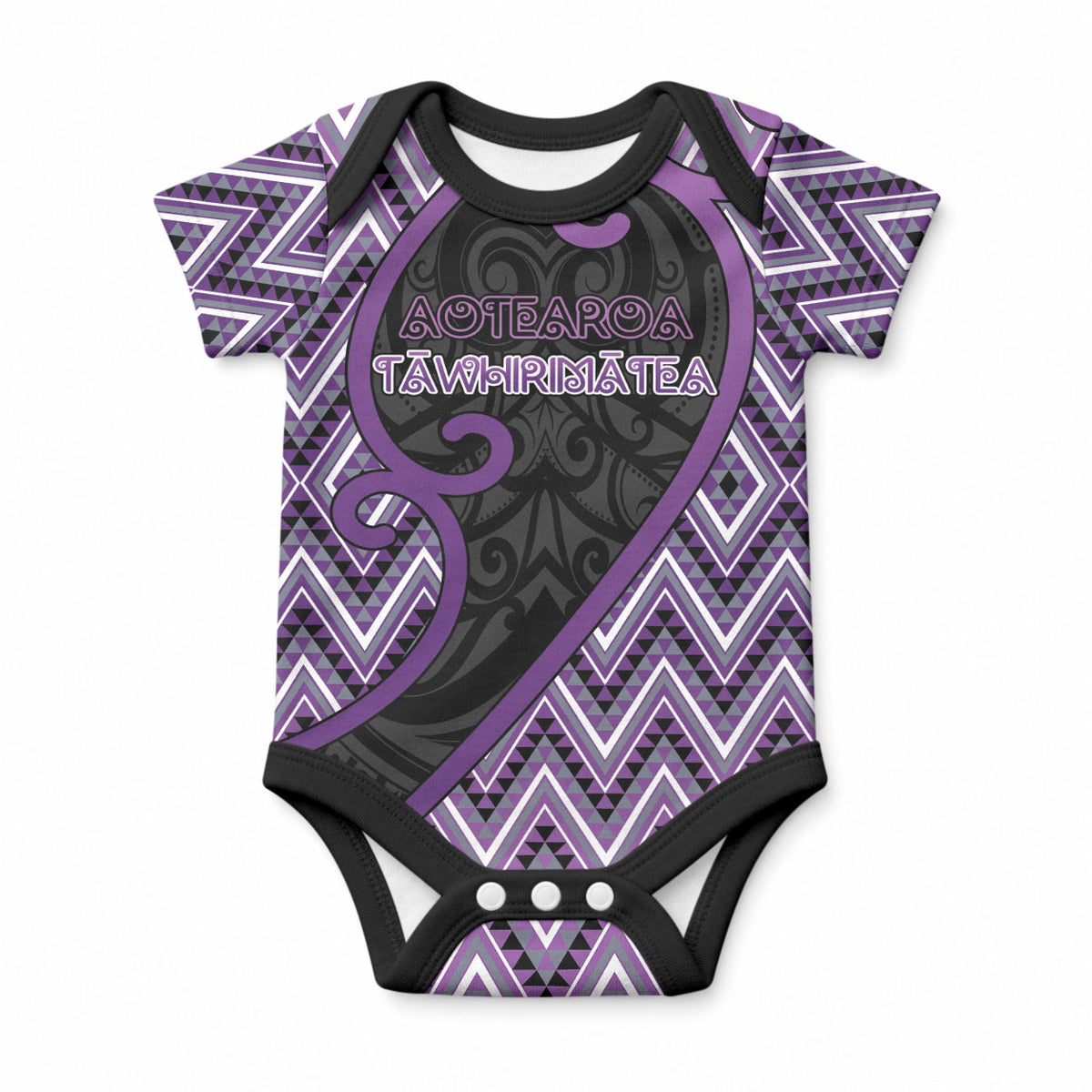 Custom Aotearoa Atua Tawhirimatea Baby Onesie God Of Storms Koru Patterns