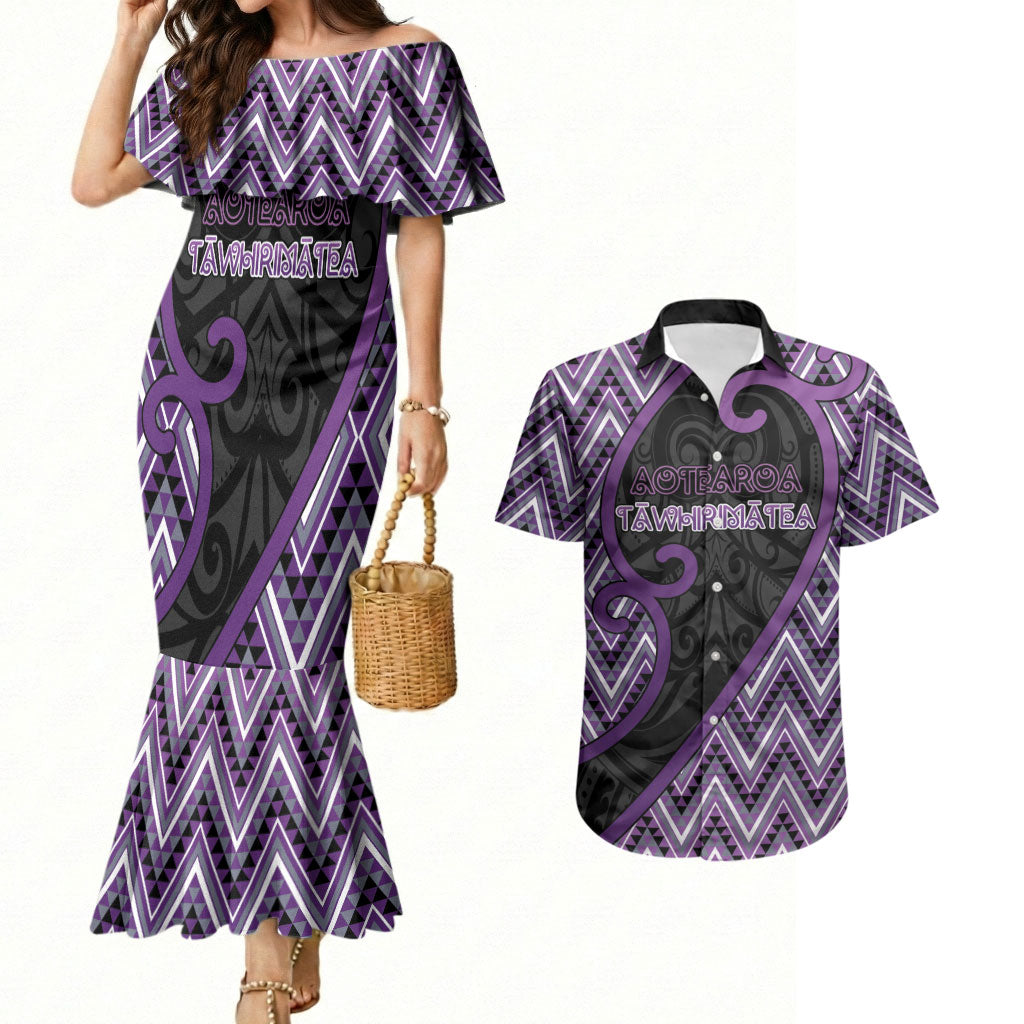 Custom Aotearoa Atua Tawhirimatea Couples Matching Mermaid Dress and Hawaiian Shirt God Of Storms Koru Patterns