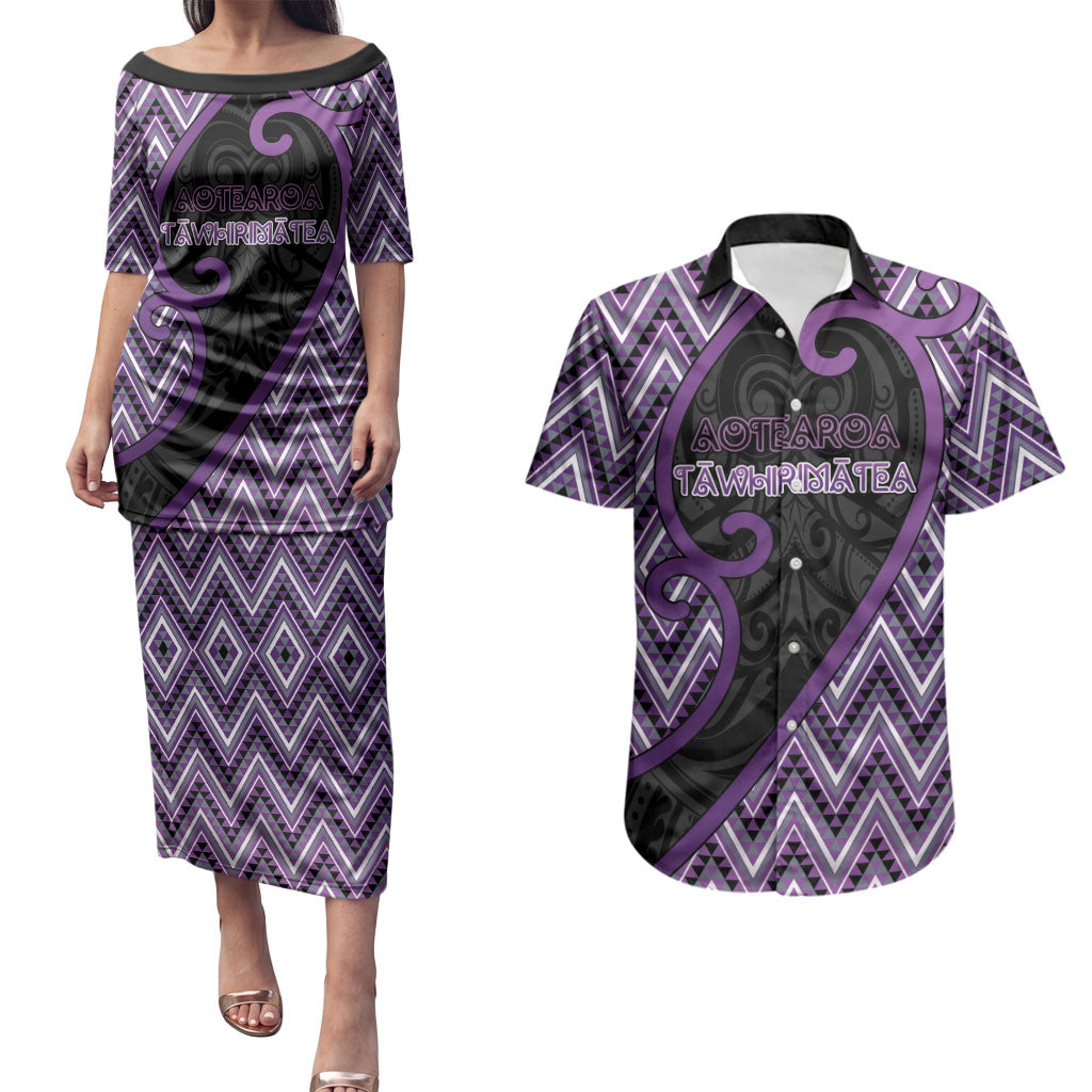 Custom Aotearoa Atua Tawhirimatea Couples Matching Puletasi and Hawaiian Shirt God Of Storms Koru Patterns