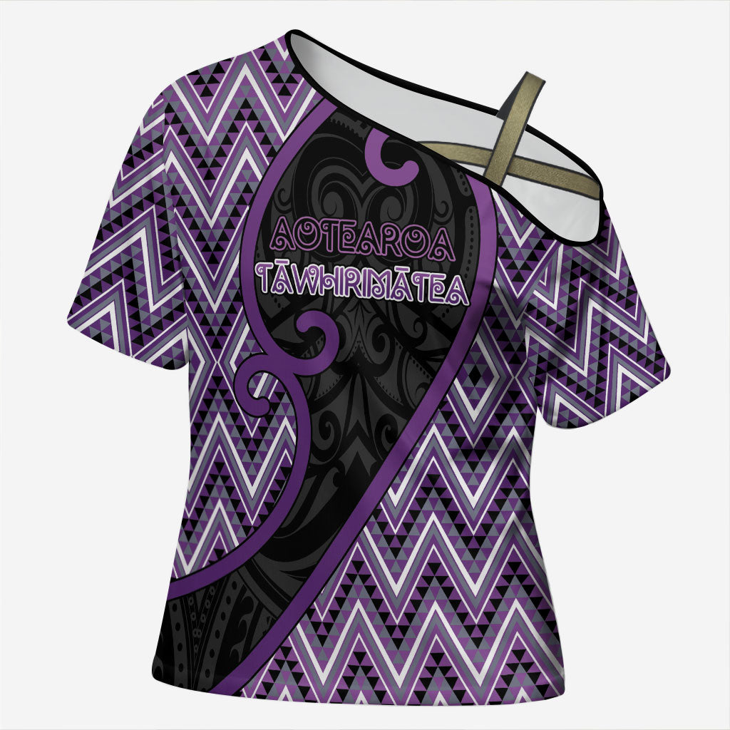 Custom Aotearoa Atua Tawhirimatea Cross Shoulder Shirt God Of Storms Koru Patterns
