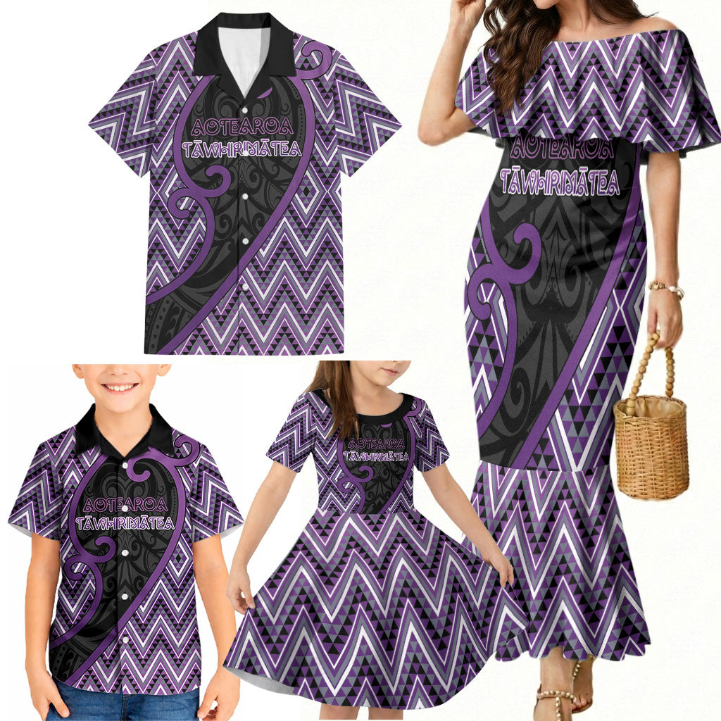 Custom Aotearoa Atua Tawhirimatea Family Matching Mermaid Dress and Hawaiian Shirt God Of Storms Koru Patterns