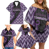 Custom Aotearoa Atua Tawhirimatea Family Matching Off Shoulder Short Dress and Hawaiian Shirt God Of Storms Koru Patterns