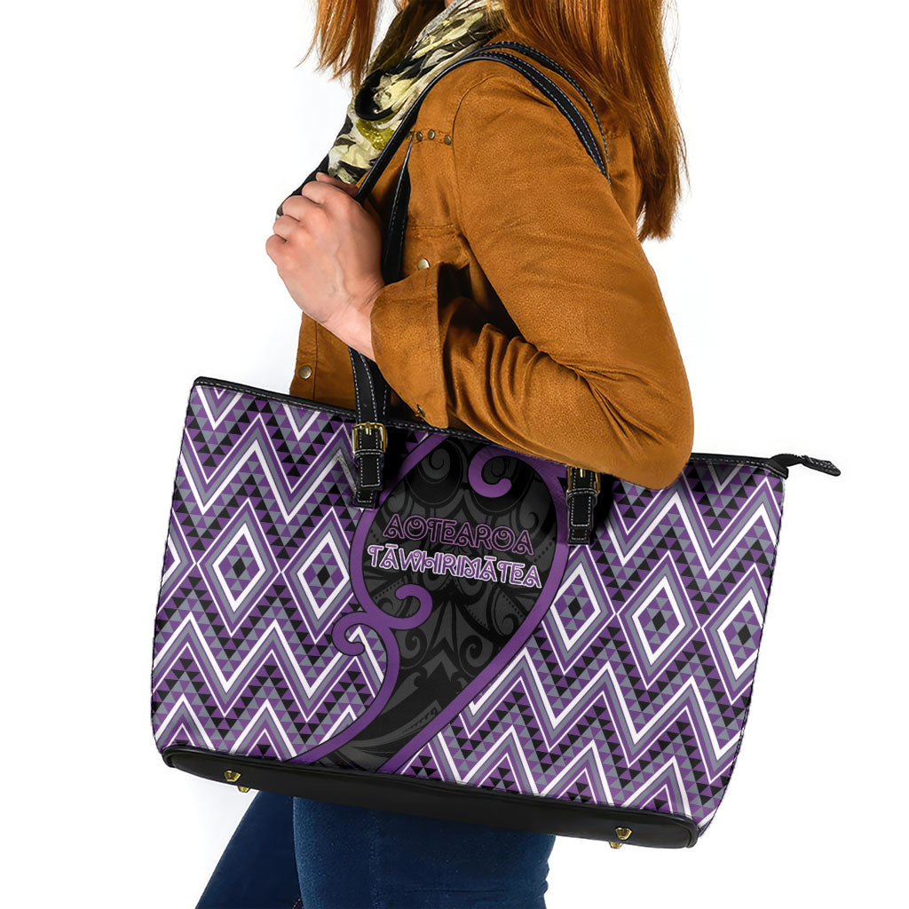Aotearoa Atua Tawhirimatea Leather Tote Bag God Of Storms Koru Patterns