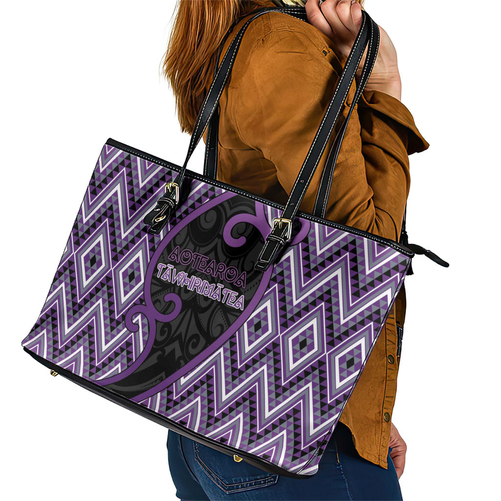 Aotearoa Atua Tawhirimatea Leather Tote Bag God Of Storms Koru Patterns