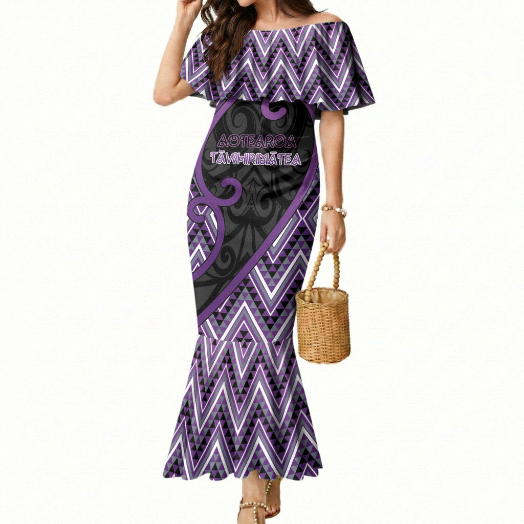 Custom Aotearoa Atua Tawhirimatea Mermaid Dress God Of Storms Koru Patterns