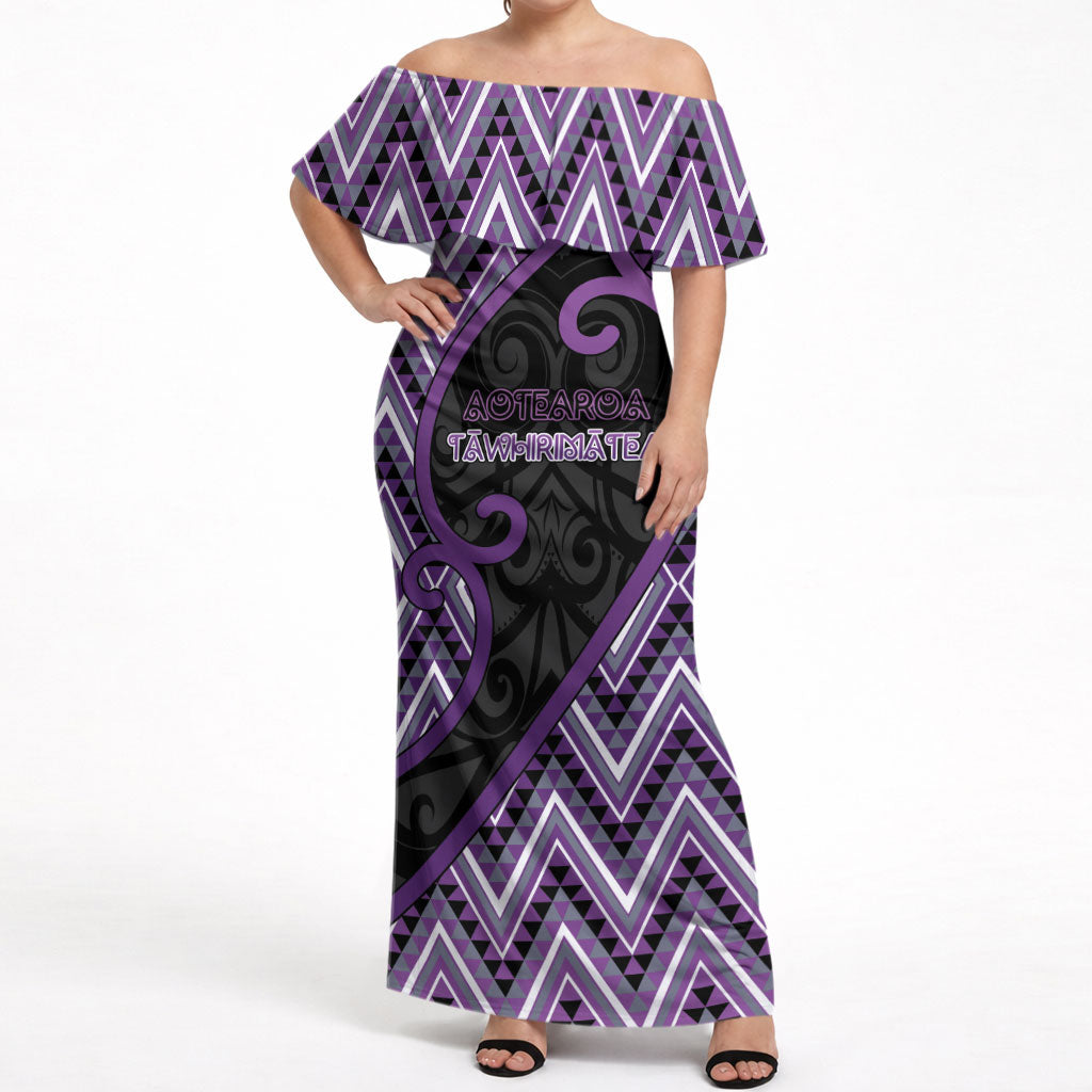 Custom Aotearoa Atua Tawhirimatea Off Shoulder Maxi Dress God Of Storms Koru Patterns