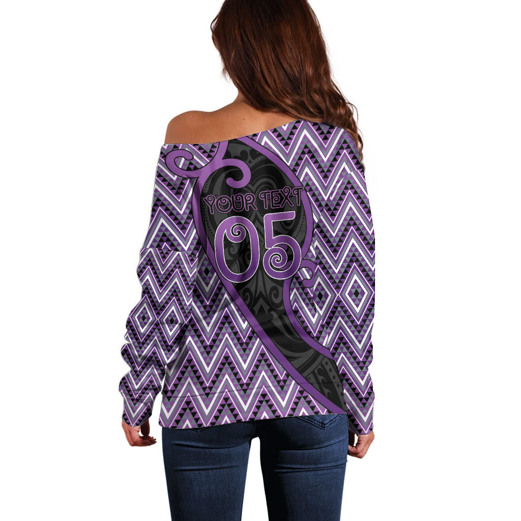 Custom Aotearoa Atua Tawhirimatea Off Shoulder Sweater God Of Storms Koru Patterns