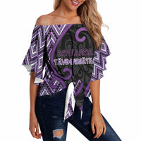Custom Aotearoa Atua Tawhirimatea Off Shoulder Wrap Waist Top God Of Storms Koru Patterns