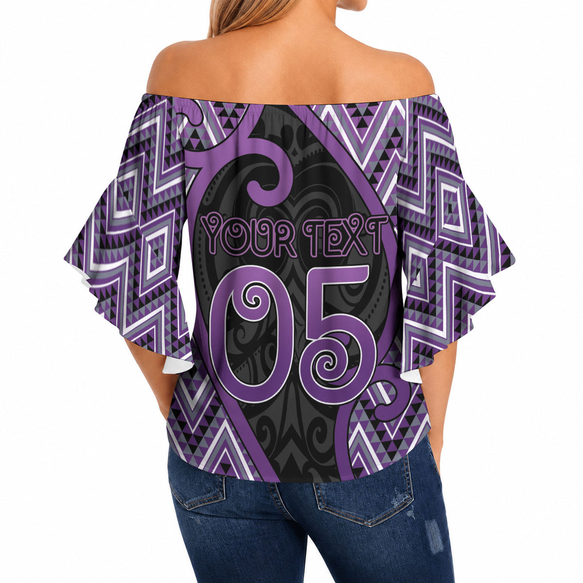 Custom Aotearoa Atua Tawhirimatea Off Shoulder Wrap Waist Top God Of Storms Koru Patterns