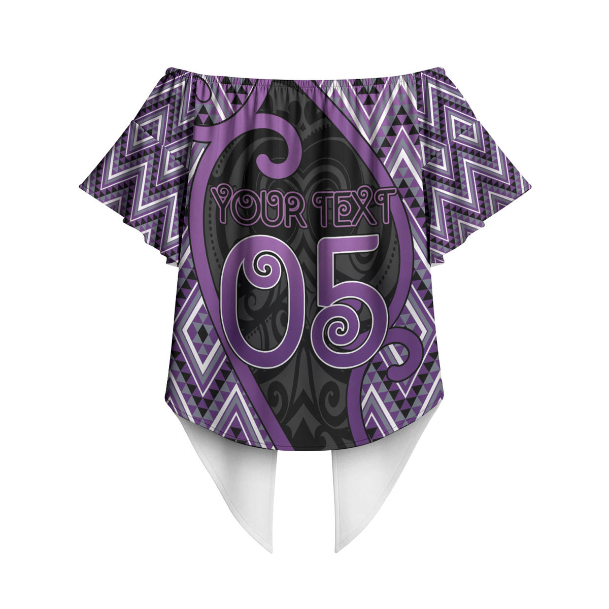 Custom Aotearoa Atua Tawhirimatea Off Shoulder Wrap Waist Top God Of Storms Koru Patterns