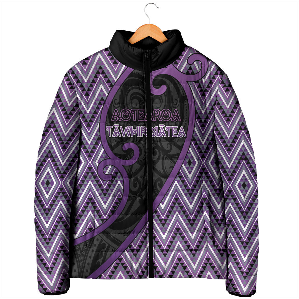 Custom Aotearoa Atua Tawhirimatea Padded Jacket God Of Storms Koru Patterns