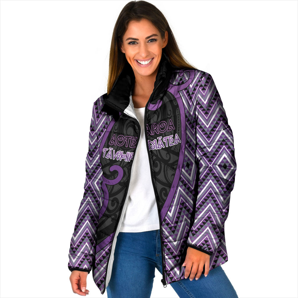 Custom Aotearoa Atua Tawhirimatea Padded Jacket God Of Storms Koru Patterns