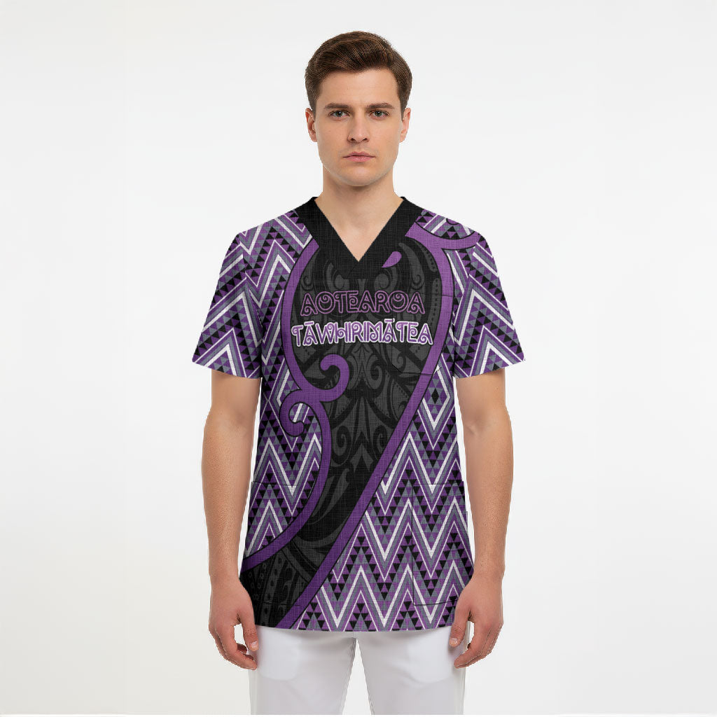 Custom Aotearoa Atua Tawhirimatea Scrub Top God Of Storms Koru Patterns