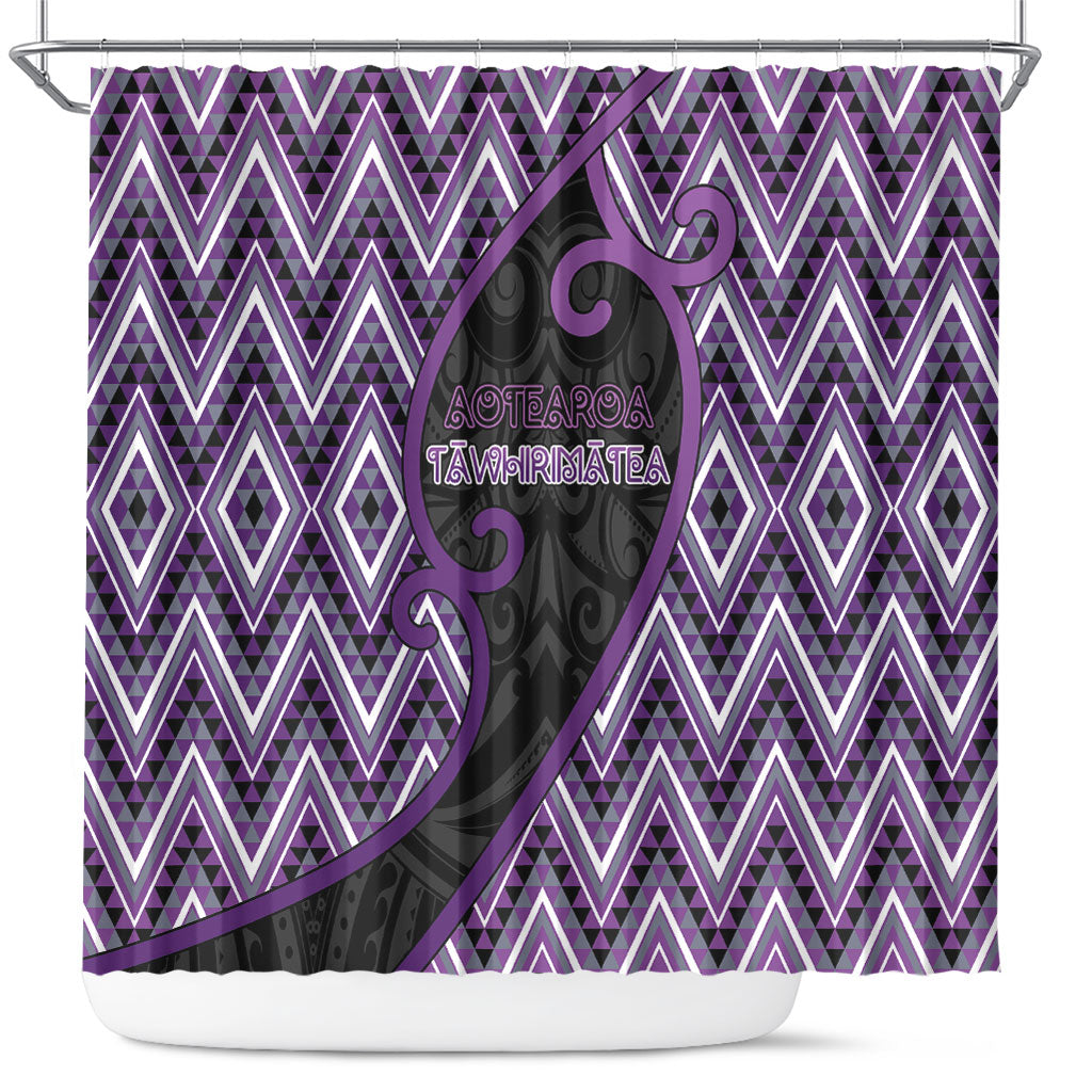 Aotearoa Atua Tawhirimatea Shower Curtain God Of Storms Koru Patterns