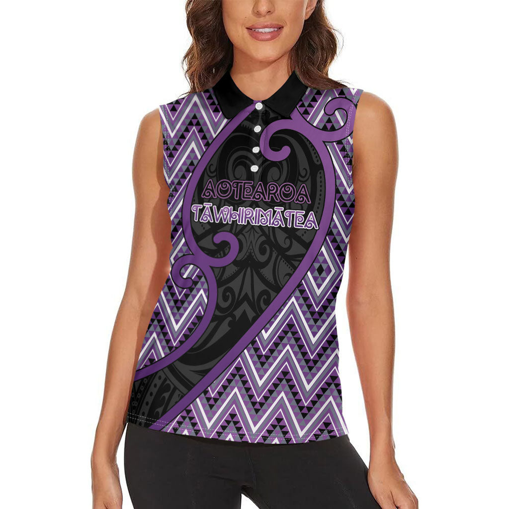Custom Aotearoa Atua Tawhirimatea Women Sleeveless Polo Shirt God Of Storms Koru Patterns