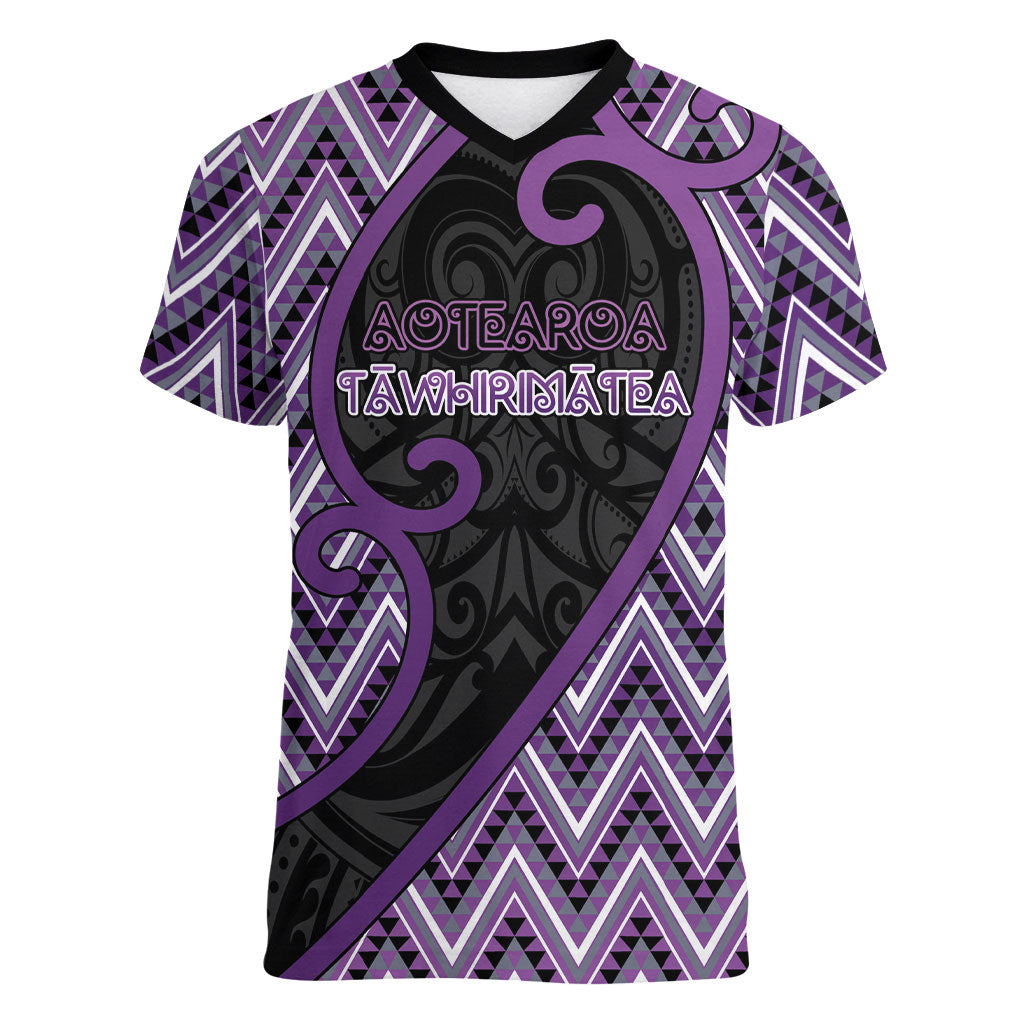 Custom Aotearoa Atua Tawhirimatea Women V-Neck T-Shirt God Of Storms Koru Patterns
