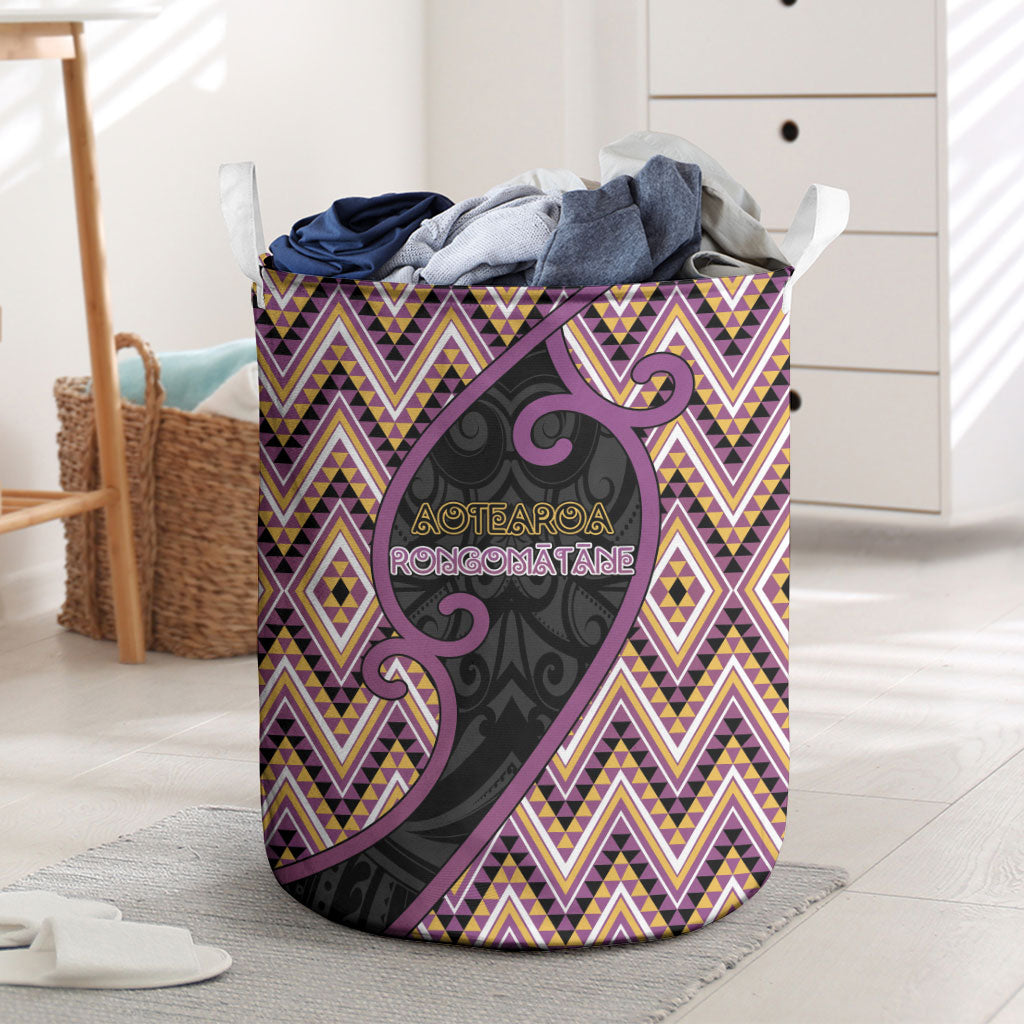Aotearoa Atua Rongomatane Laundry Basket God Of Cultivated Foods Koru Patterns