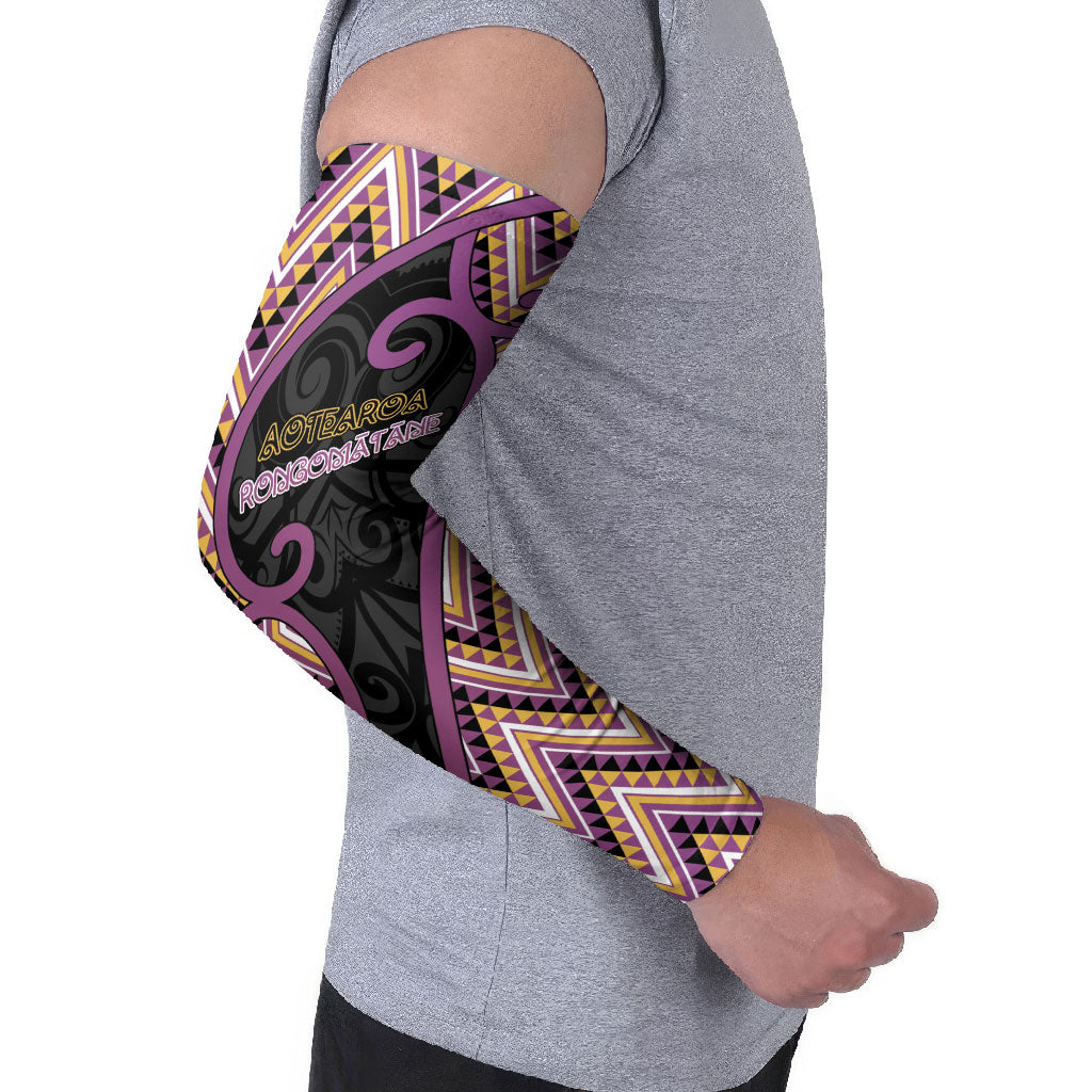 Custom Aotearoa Atua Rongomatane Arm Sleeves God Of Cultivated Foods Koru Patterns