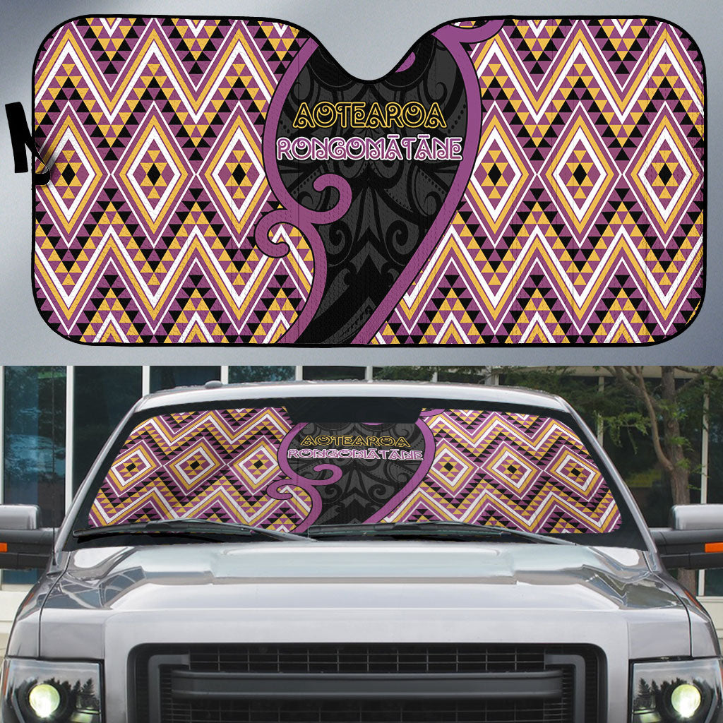 Aotearoa Atua Rongomatane Auto Sun Shade God Of Cultivated Foods Koru Patterns