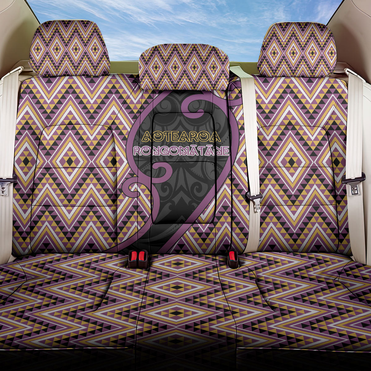 Aotearoa Atua Rongomatane Back Car Seat Cover God Of Cultivated Foods Koru Patterns
