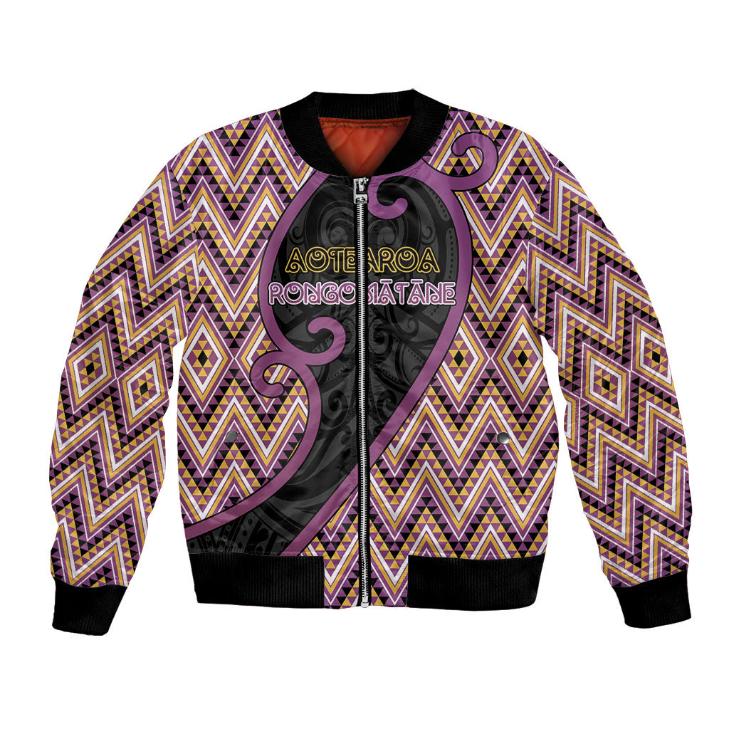 Custom Aotearoa Atua Rongomatane Bomber Jacket God Of Cultivated Foods Koru Patterns