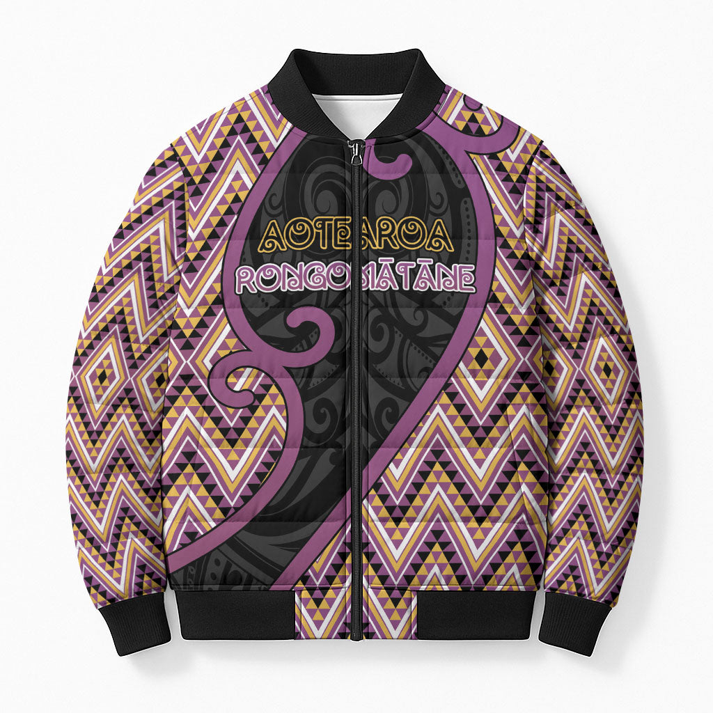 Custom Aotearoa Atua Rongomatane Bomber Puffer Jacket God Of Cultivated Foods Koru Patterns