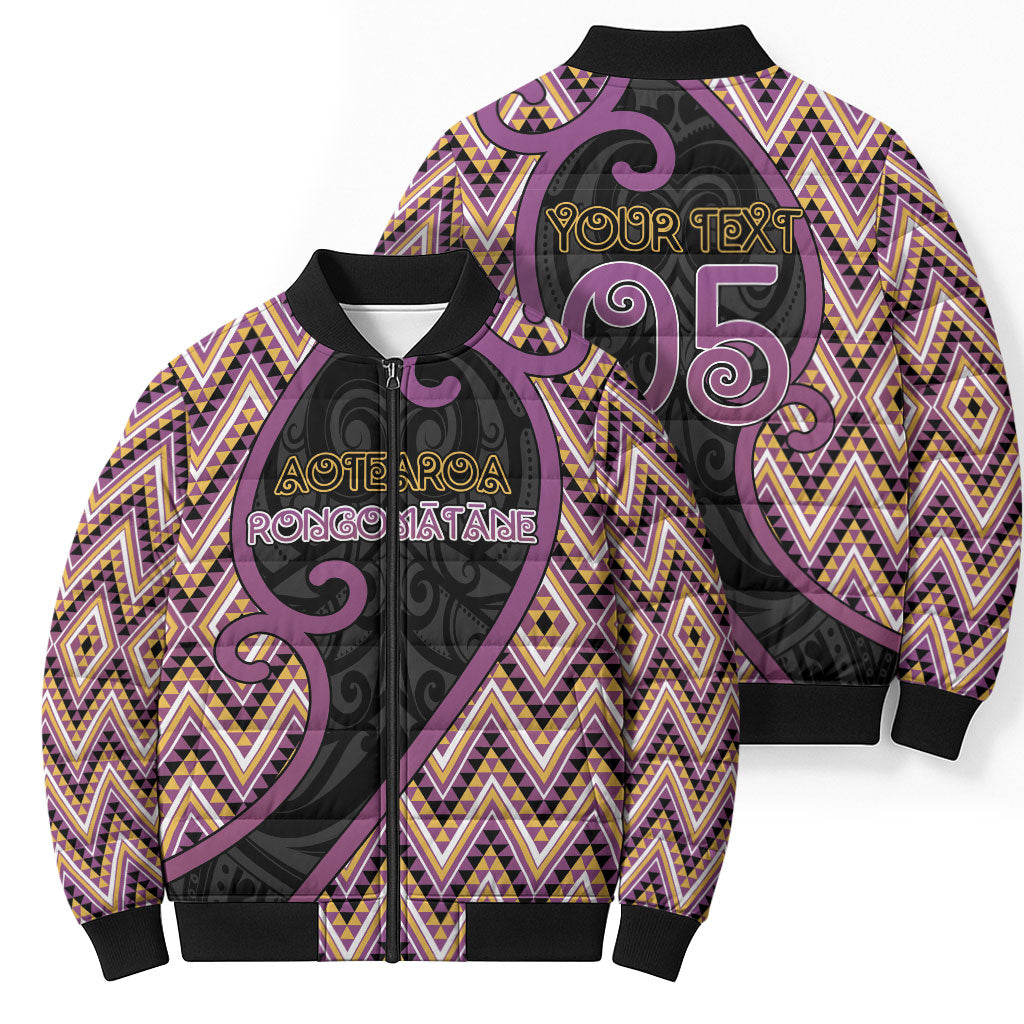 Custom Aotearoa Atua Rongomatane Bomber Puffer Jacket God Of Cultivated Foods Koru Patterns