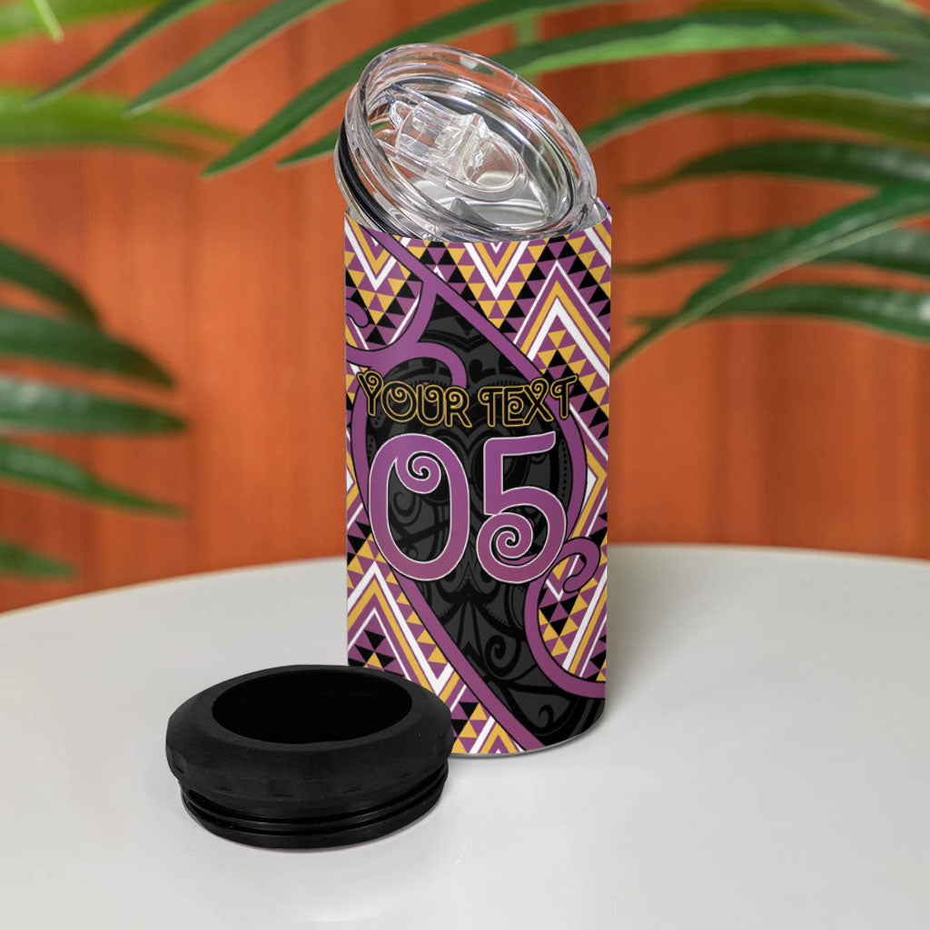 Custom Aotearoa Atua Rongomatane 4 in 1 Can Cooler Tumbler God Of Cultivated Foods Koru Patterns