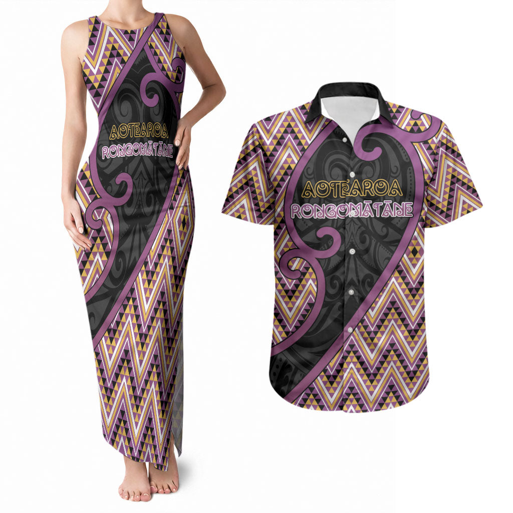 Custom Aotearoa Atua Rongomatane Couples Matching Tank Maxi Dress and Hawaiian Shirt God Of Cultivated Foods Koru Patterns