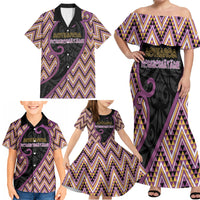 Custom Aotearoa Atua Rongomatane Family Matching Off Shoulder Maxi Dress and Hawaiian Shirt God Of Cultivated Foods Koru Patterns