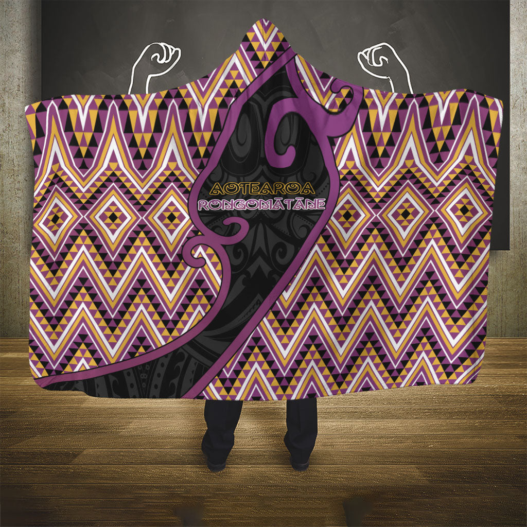 Aotearoa Atua Rongomatane Hooded Blanket God Of Cultivated Foods Koru Patterns