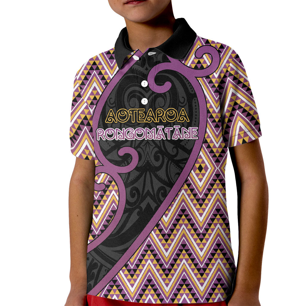 Custom Aotearoa Atua Rongomatane Kid Polo Shirt God Of Cultivated Foods Koru Patterns