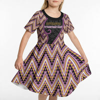 Custom Aotearoa Atua Rongomatane Kid Short Sleeve Dress God Of Cultivated Foods Koru Patterns