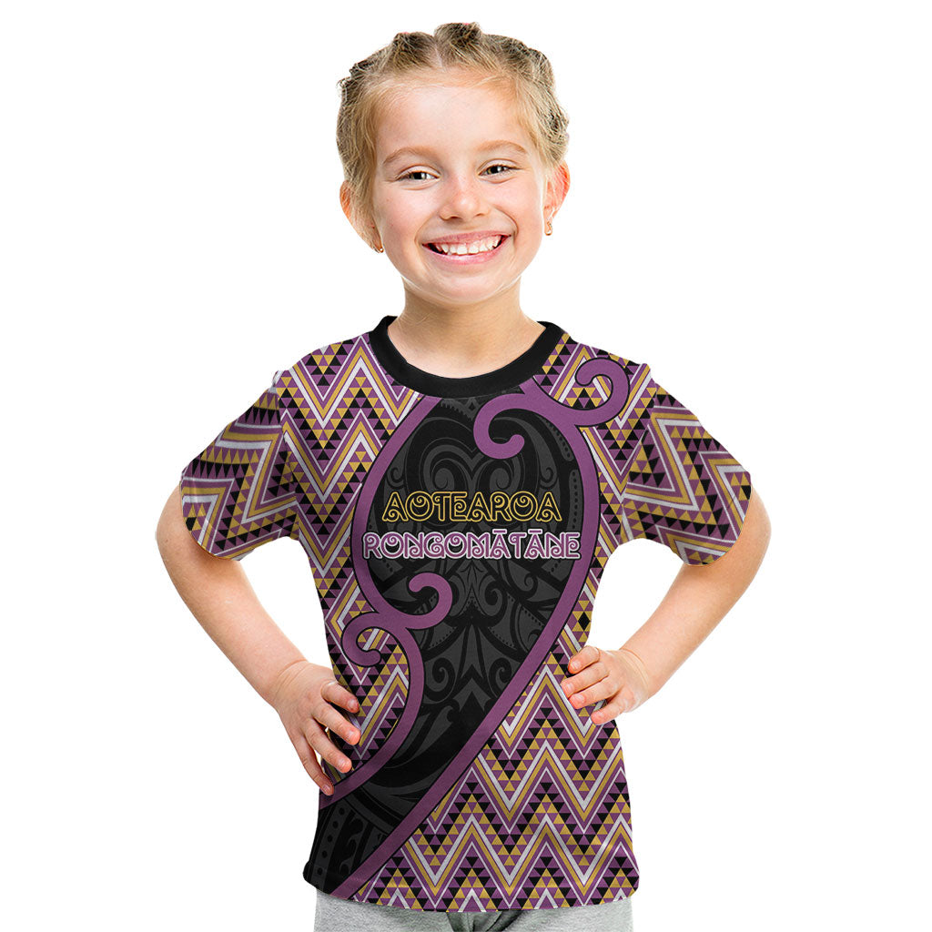 Custom Aotearoa Atua Rongomatane Kid T Shirt God Of Cultivated Foods Koru Patterns
