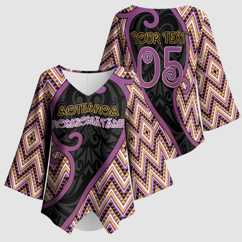 Custom Aotearoa Atua Rongomatane Kimono Sleeve Blouse God Of Cultivated Foods Koru Patterns