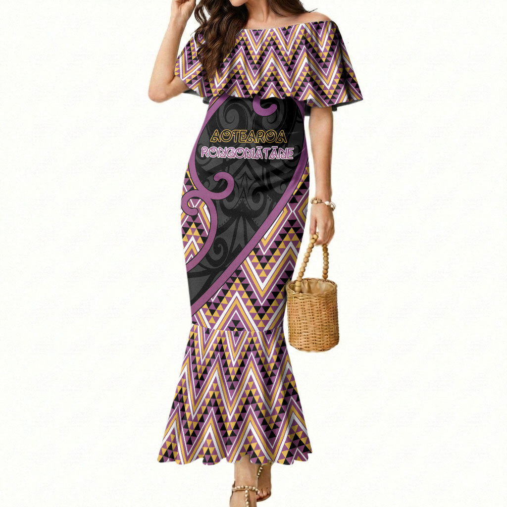 Custom Aotearoa Atua Rongomatane Mermaid Dress God Of Cultivated Foods Koru Patterns