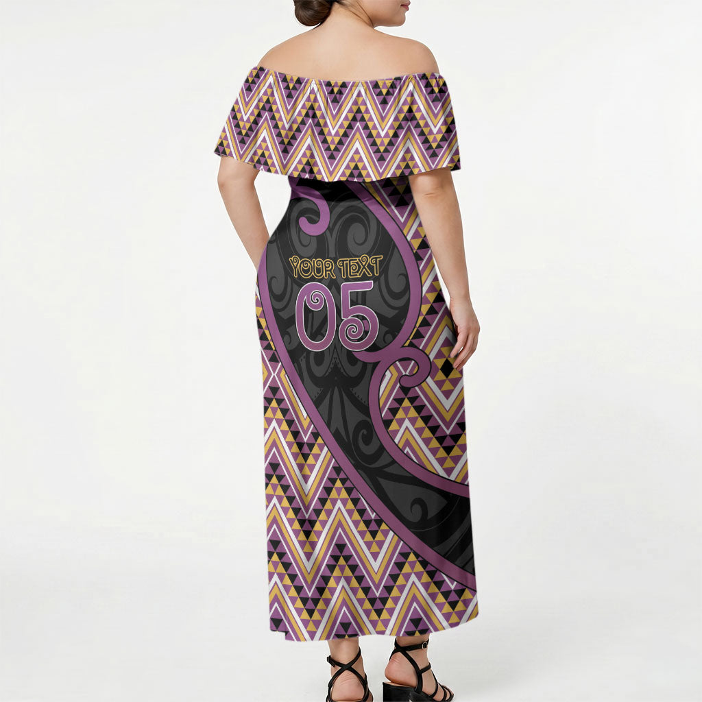 Custom Aotearoa Atua Rongomatane Off Shoulder Maxi Dress God Of Cultivated Foods Koru Patterns