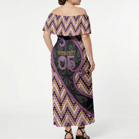 Custom Aotearoa Atua Rongomatane Off Shoulder Maxi Dress God Of Cultivated Foods Koru Patterns