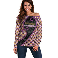 Custom Aotearoa Atua Rongomatane Off Shoulder Sweater God Of Cultivated Foods Koru Patterns
