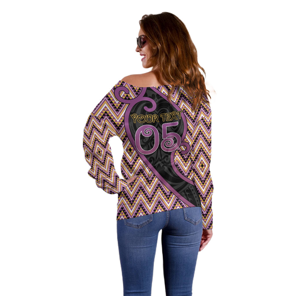 Custom Aotearoa Atua Rongomatane Off Shoulder Sweater God Of Cultivated Foods Koru Patterns