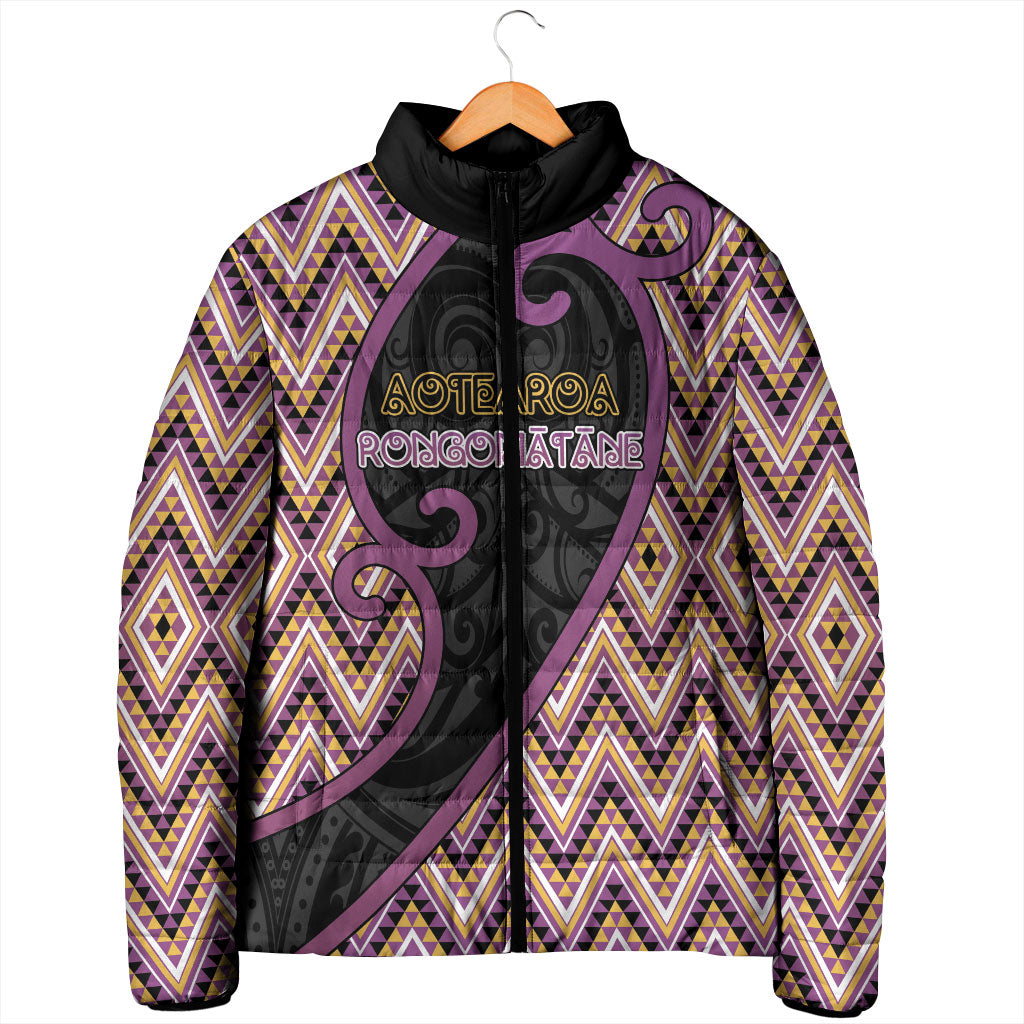 Custom Aotearoa Atua Rongomatane Padded Jacket God Of Cultivated Foods Koru Patterns